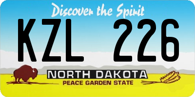 ND license plate KZL226