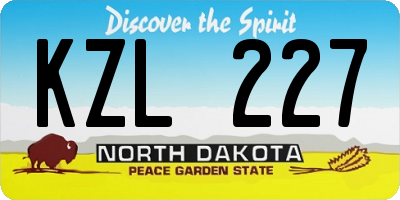 ND license plate KZL227