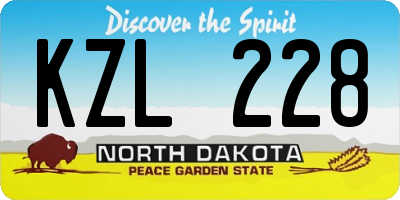 ND license plate KZL228