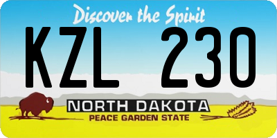 ND license plate KZL230