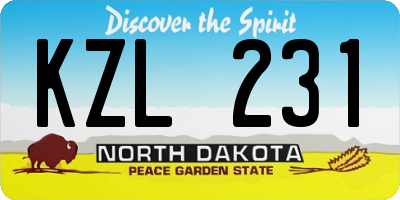 ND license plate KZL231