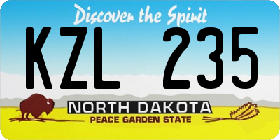 ND license plate KZL235