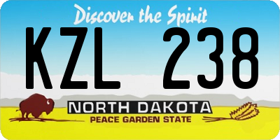 ND license plate KZL238