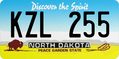 ND license plate KZL255