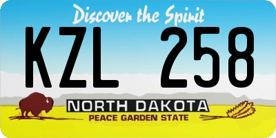 ND license plate KZL258