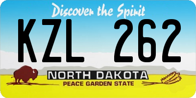 ND license plate KZL262