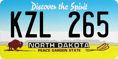 ND license plate KZL265