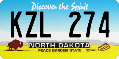 ND license plate KZL274