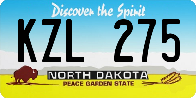 ND license plate KZL275