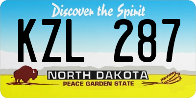 ND license plate KZL287