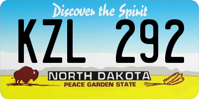ND license plate KZL292