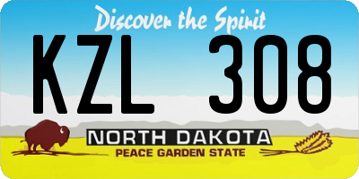 ND license plate KZL308