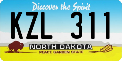 ND license plate KZL311