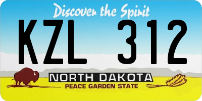 ND license plate KZL312