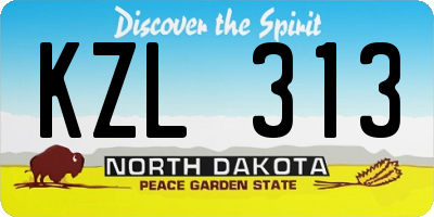 ND license plate KZL313