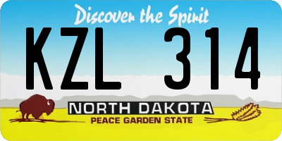ND license plate KZL314