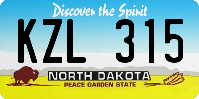 ND license plate KZL315