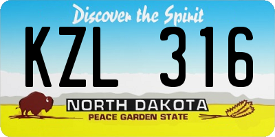 ND license plate KZL316