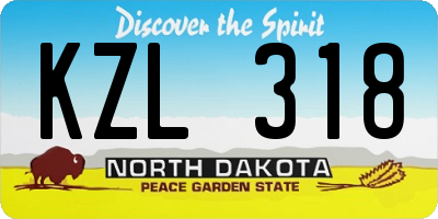 ND license plate KZL318