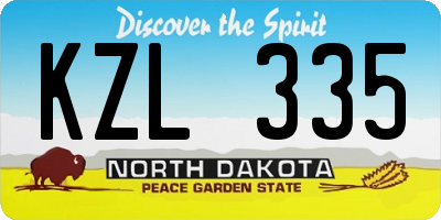 ND license plate KZL335