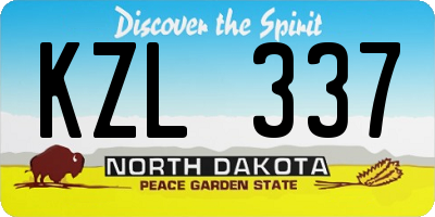 ND license plate KZL337