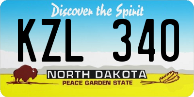 ND license plate KZL340