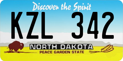 ND license plate KZL342
