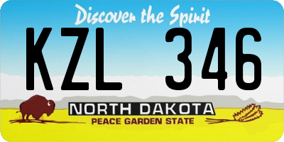 ND license plate KZL346
