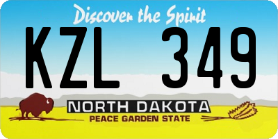 ND license plate KZL349