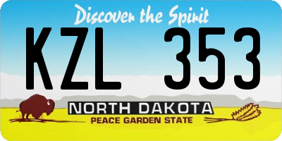 ND license plate KZL353