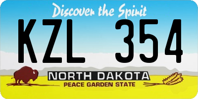 ND license plate KZL354