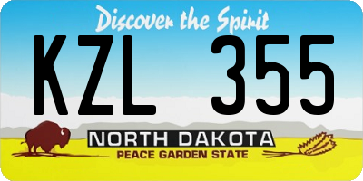 ND license plate KZL355