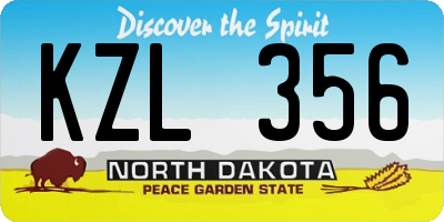 ND license plate KZL356