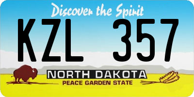 ND license plate KZL357