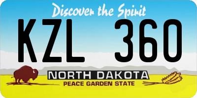 ND license plate KZL360
