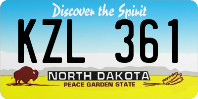 ND license plate KZL361