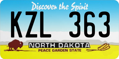 ND license plate KZL363