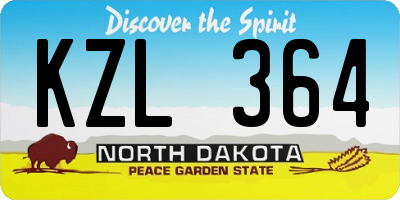 ND license plate KZL364