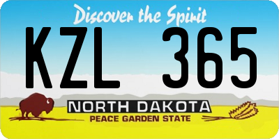 ND license plate KZL365