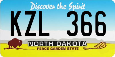 ND license plate KZL366