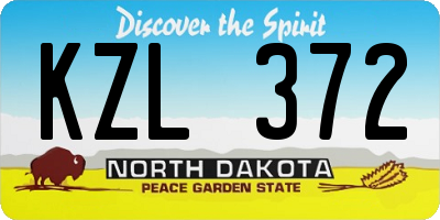 ND license plate KZL372