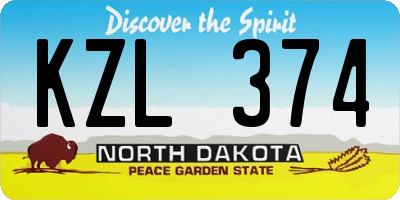ND license plate KZL374