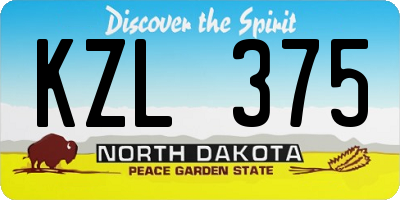 ND license plate KZL375