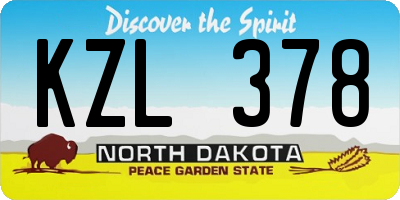ND license plate KZL378