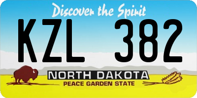 ND license plate KZL382