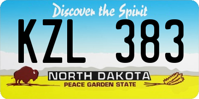 ND license plate KZL383
