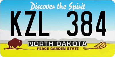 ND license plate KZL384