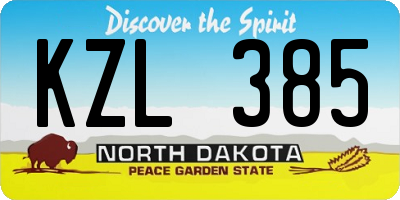 ND license plate KZL385