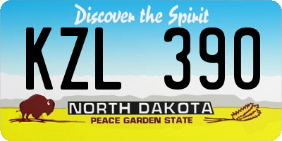 ND license plate KZL390