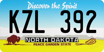 ND license plate KZL392